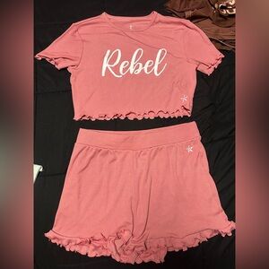 Rebel Athletic Crop top and Shorts Lounge Set